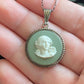 Vintage 925 Sterling Silver Sage Green Wedgewood Jasperware Muse Cameo Pendant With Chain