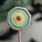 Antique Vintage Art Deco Turquoise Enamel Celluloid Rhinestone Bullseye Stickpin