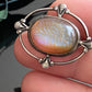 Antique 925 Sterling Silver Oval Dragon’s Breath Glass Brooch