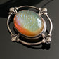 Antique 925 Sterling Silver Oval Dragon’s Breath Glass Brooch