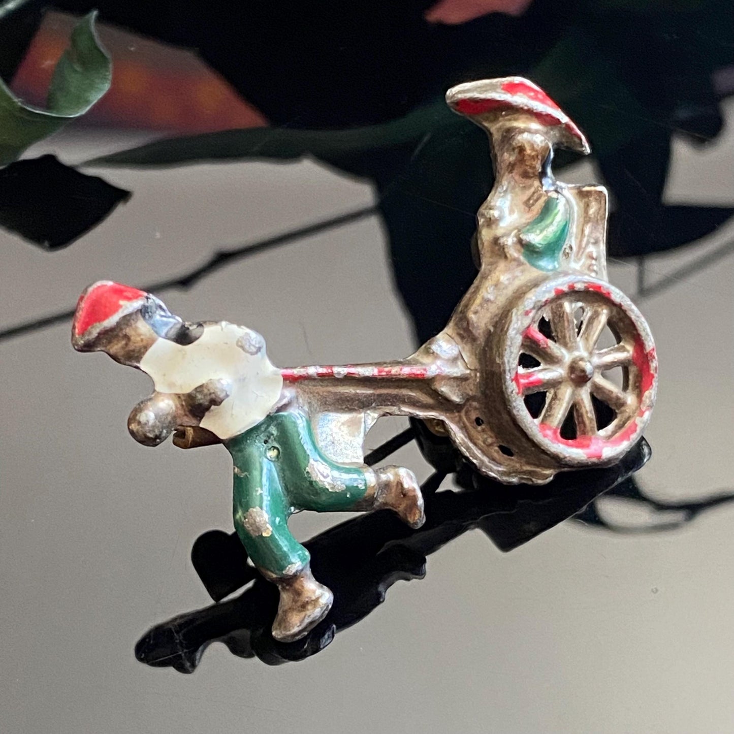Antique Enamel Chinese Rickshaw Art Deco Pin Brooch
