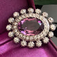 Antique Art Deco Sterling Silver Oval Amethyst Glass Paste Brooch