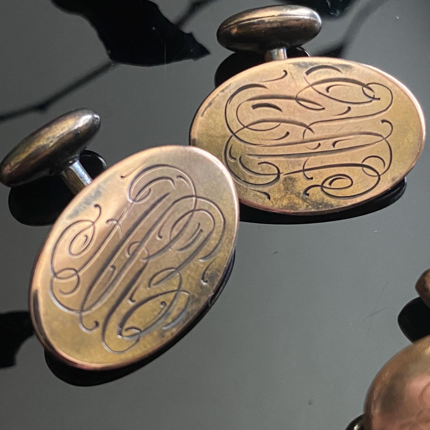 Antique Gold Filled Monogram Cufflinks Lot of Two