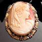 Vintage Gold Filled Carved Shell Spanish Woman Cameo Brooch Pendant