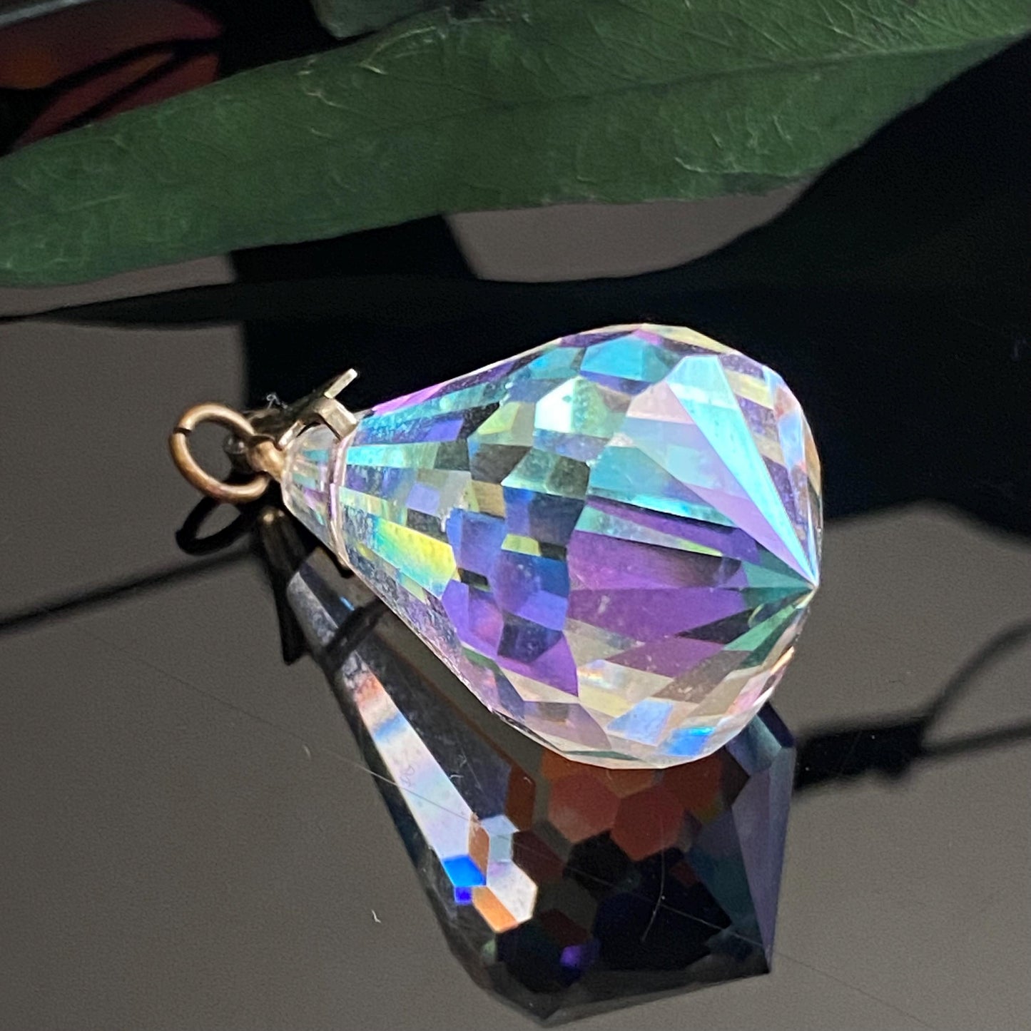 Vintage Aurora Borealis Crystal Prism Pendant