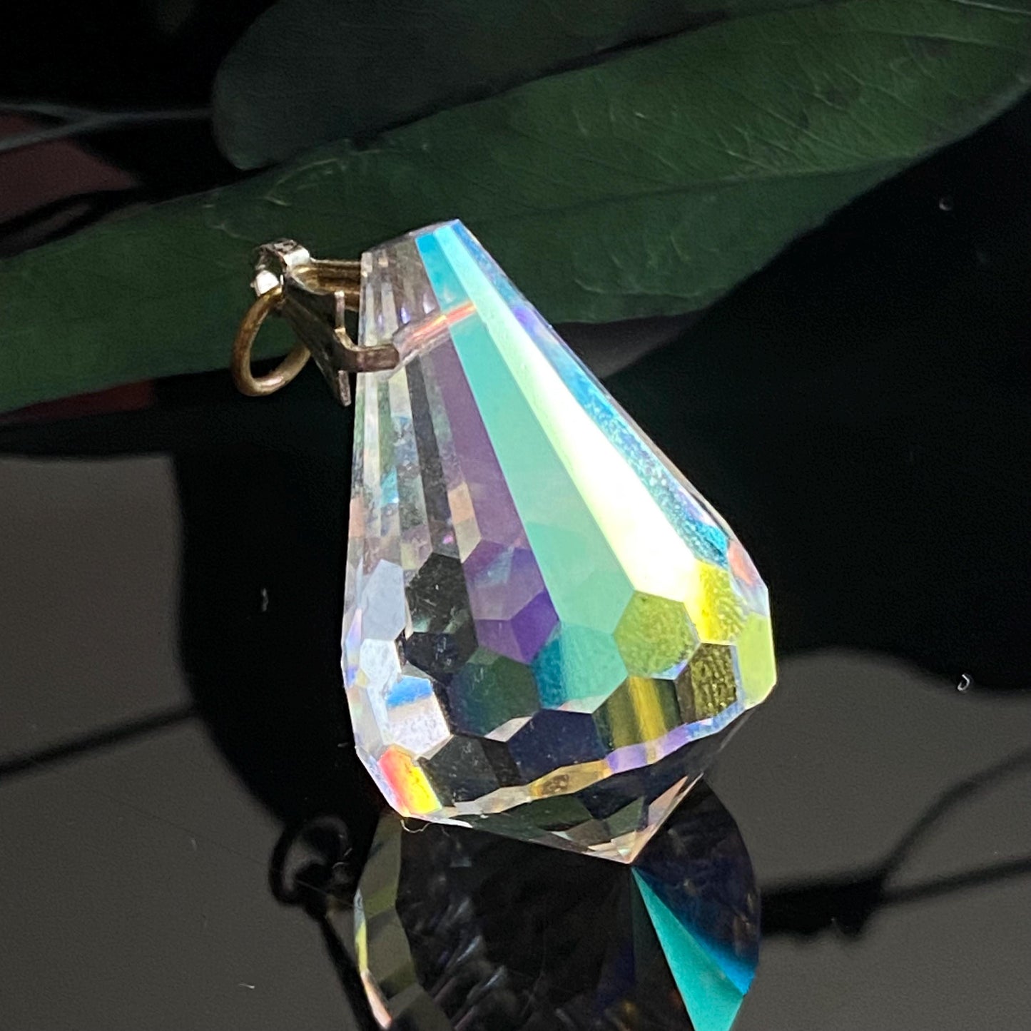 Vintage Aurora Borealis Crystal Prism Pendant