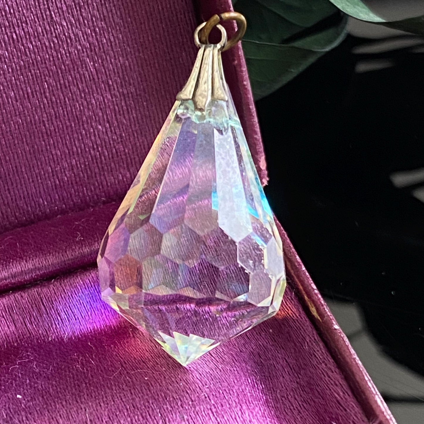 Vintage Aurora Borealis Crystal Prism Pendant