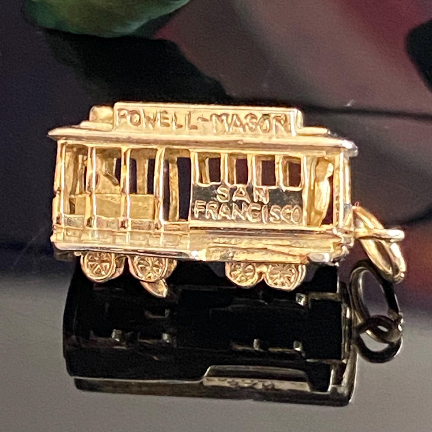 Vintage Gold Plated Articulated San Francisco Powell-Mason Cable Car Trolley Charm Pendant