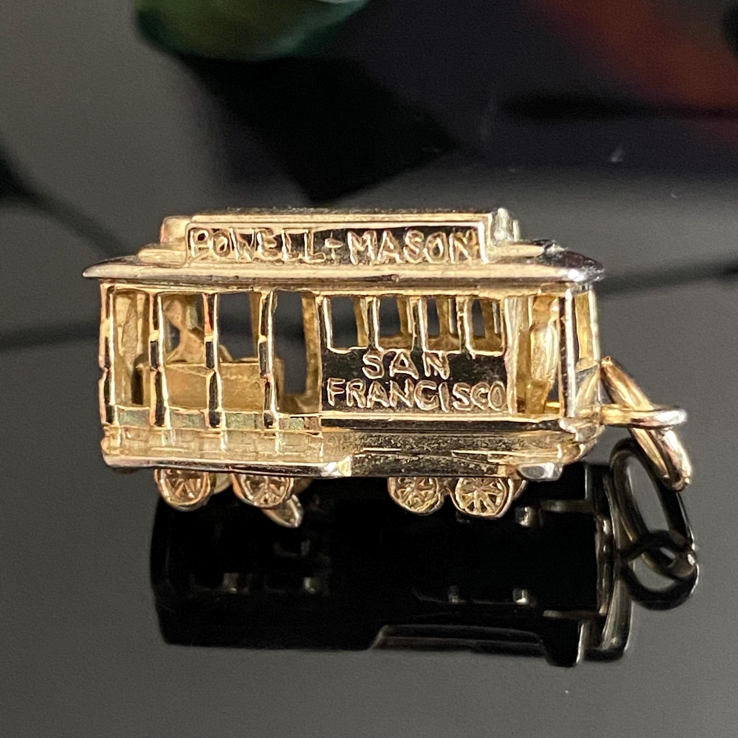 Vintage Gold Plated Articulated San Francisco Powell-Mason Cable Car Trolley Charm Pendant