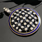 Antique Sterling Silver Blue Enamel Round Paste Cluster Pendant
