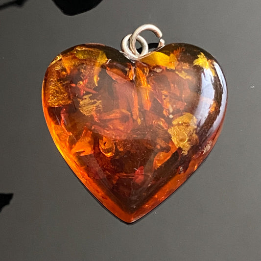Vintage Amber Heart Pendant