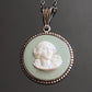 Vintage 925 Sterling Silver Sage Green Wedgewood Jasperware Muse Cameo Pendant With Chain
