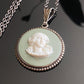 Vintage 925 Sterling Silver Sage Green Wedgewood Jasperware Muse Cameo Pendant With Chain