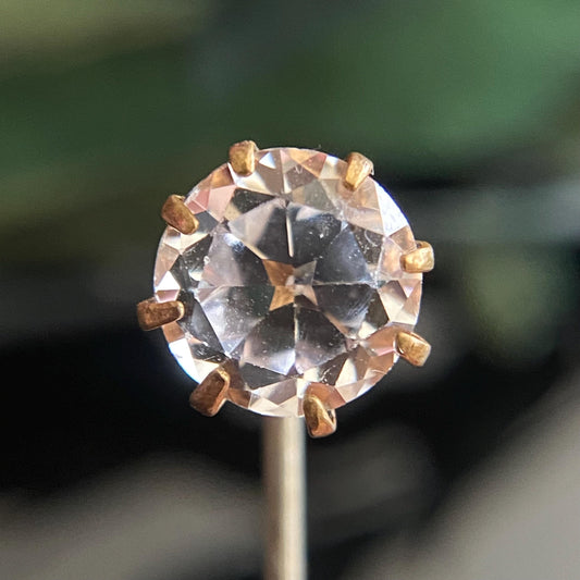 Antique Round Prong Set White Sapphire Stickpin