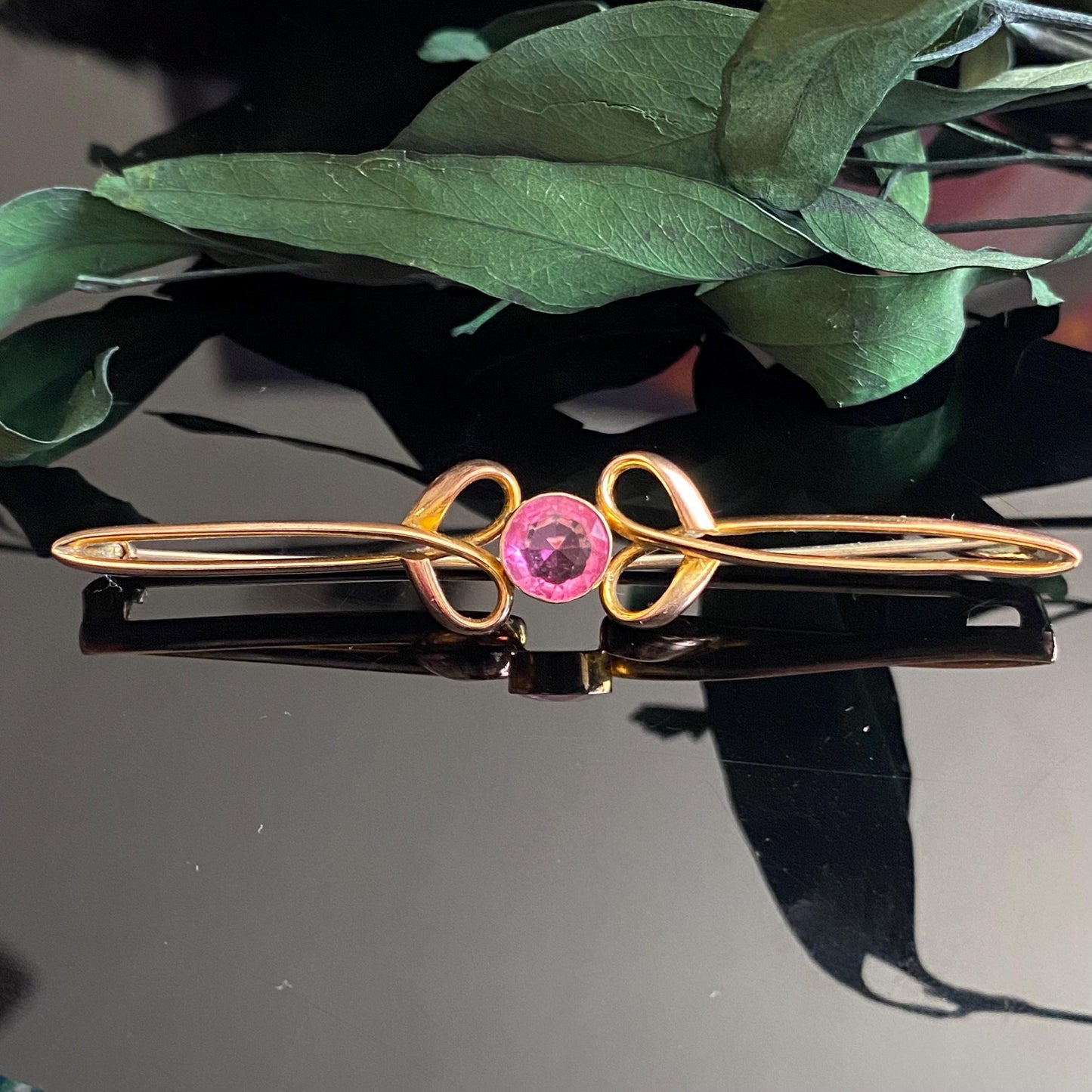 Antique Pin Paste Gold Plated Long Bar Pin Brooch