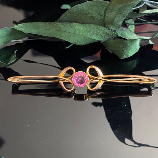 Antique Pin Paste Gold Plated Long Bar Pin Brooch