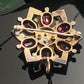 Antique Bohemian Garnet Flower Brooch Pendant