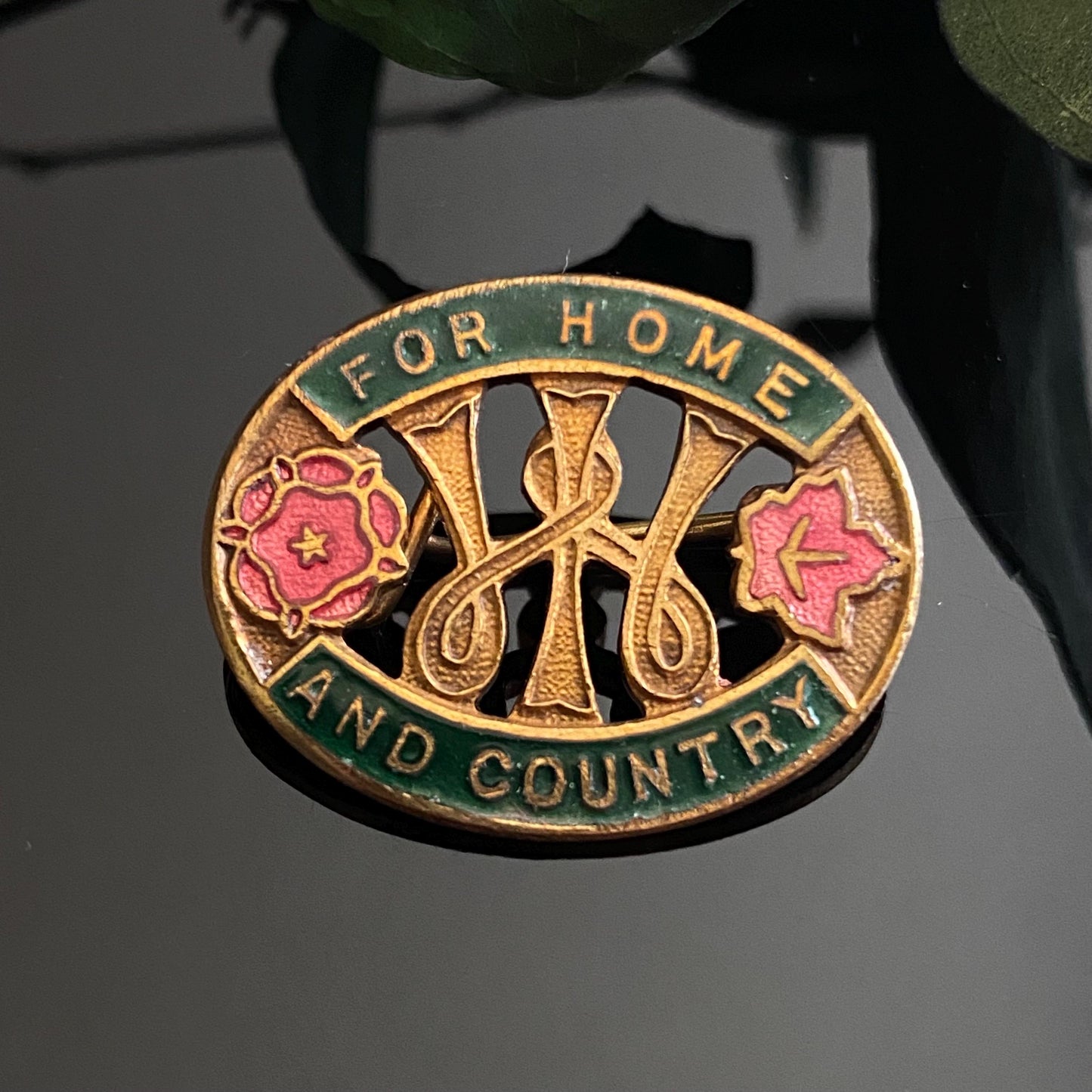 Vintage National Federation of Women's Institutes For Home and Country "WI" Monogram Enamel Pin Brooch