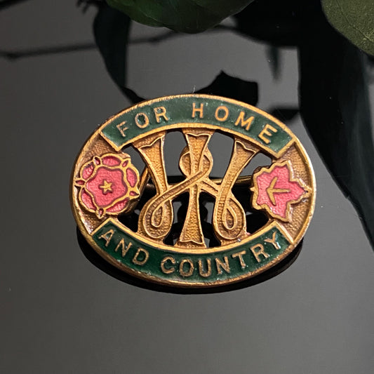 Vintage National Federation of Women's Institutes For Home and Country "WI" Monogram Enamel Pin Brooch