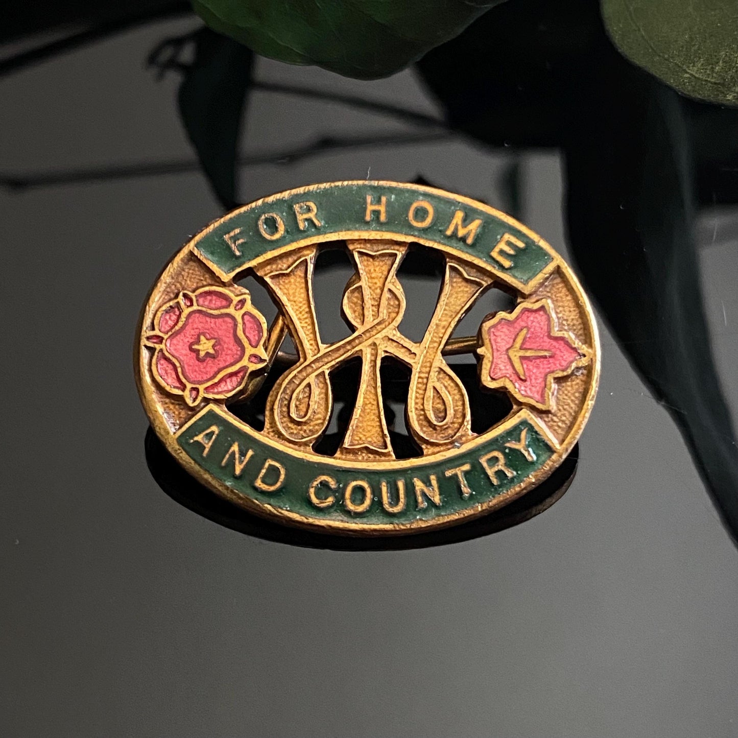 Vintage National Federation of Women's Institutes For Home and Country "WI" Monogram Enamel Pin Brooch