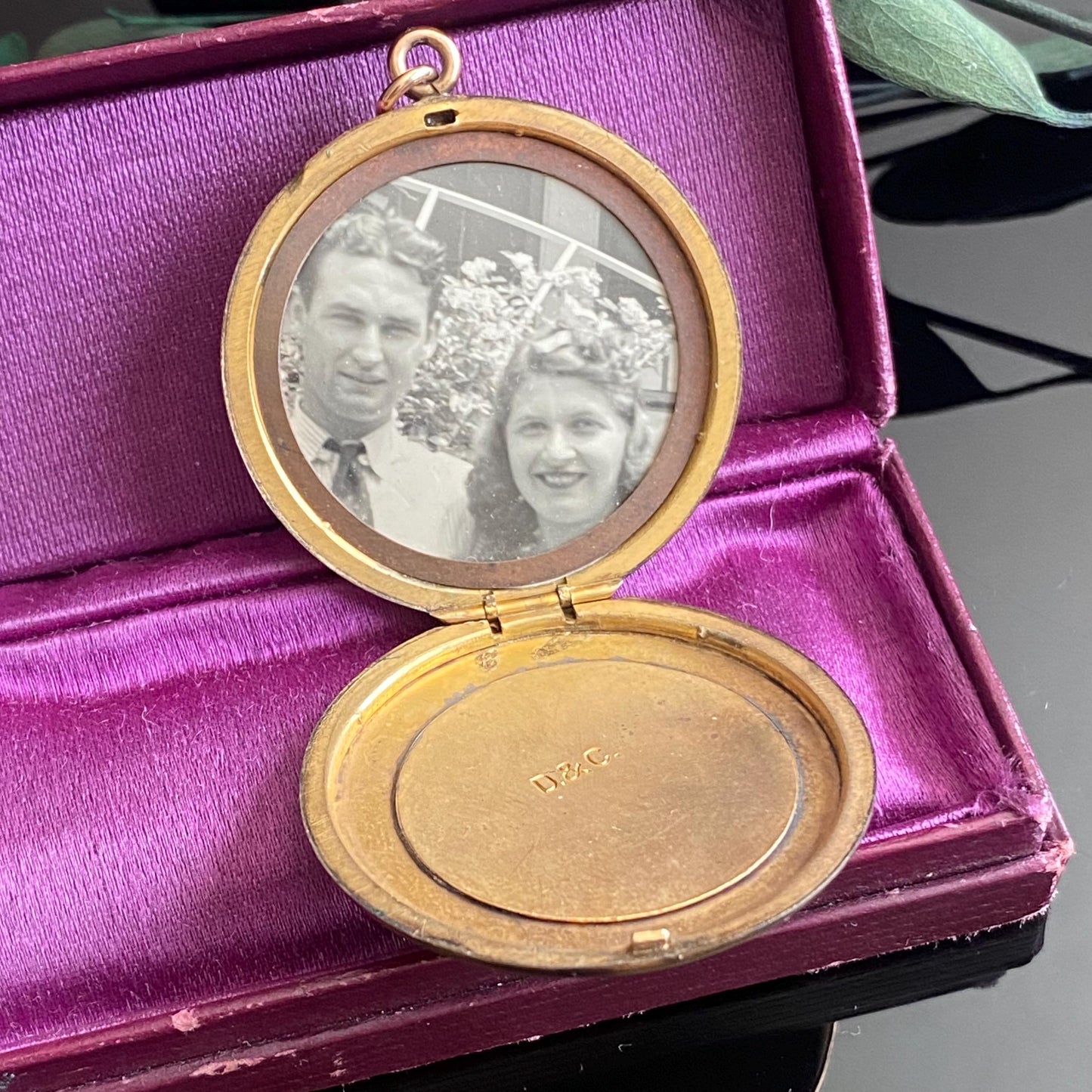Vintage Large Round Gold Filled "LBZ" Initials Monogram Locket