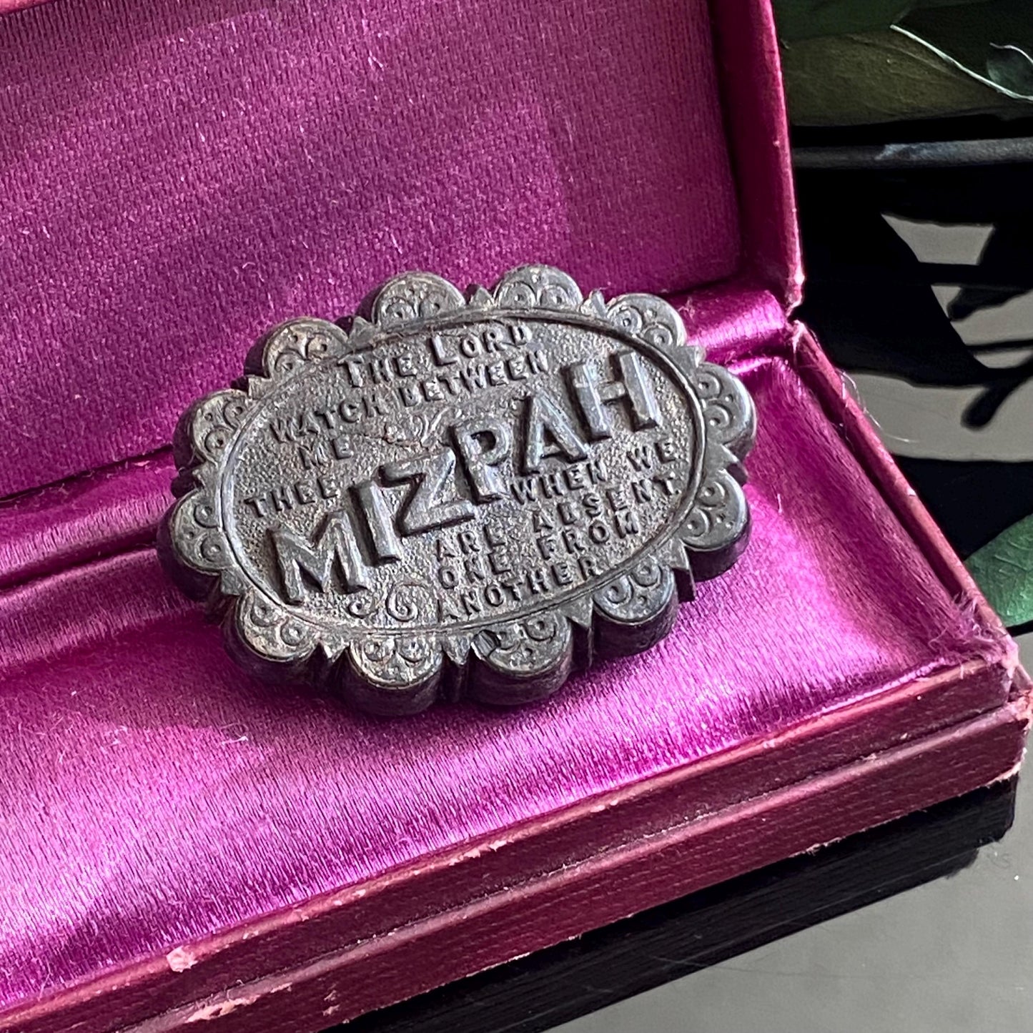Antique Victorian Black Mizpah Brooch