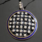 Antique Sterling Silver Blue Enamel Round Paste Cluster Pendant