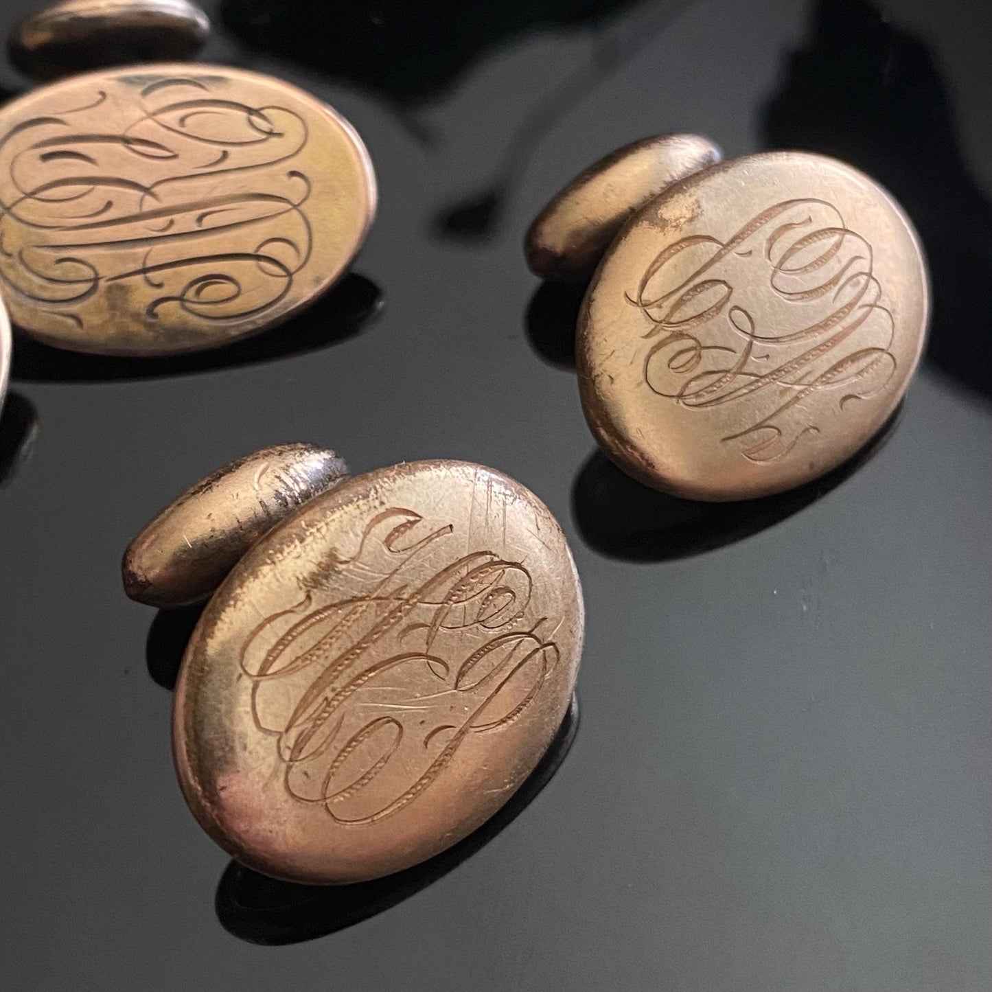 Antique Gold Filled Monogram Cufflinks Lot of Two