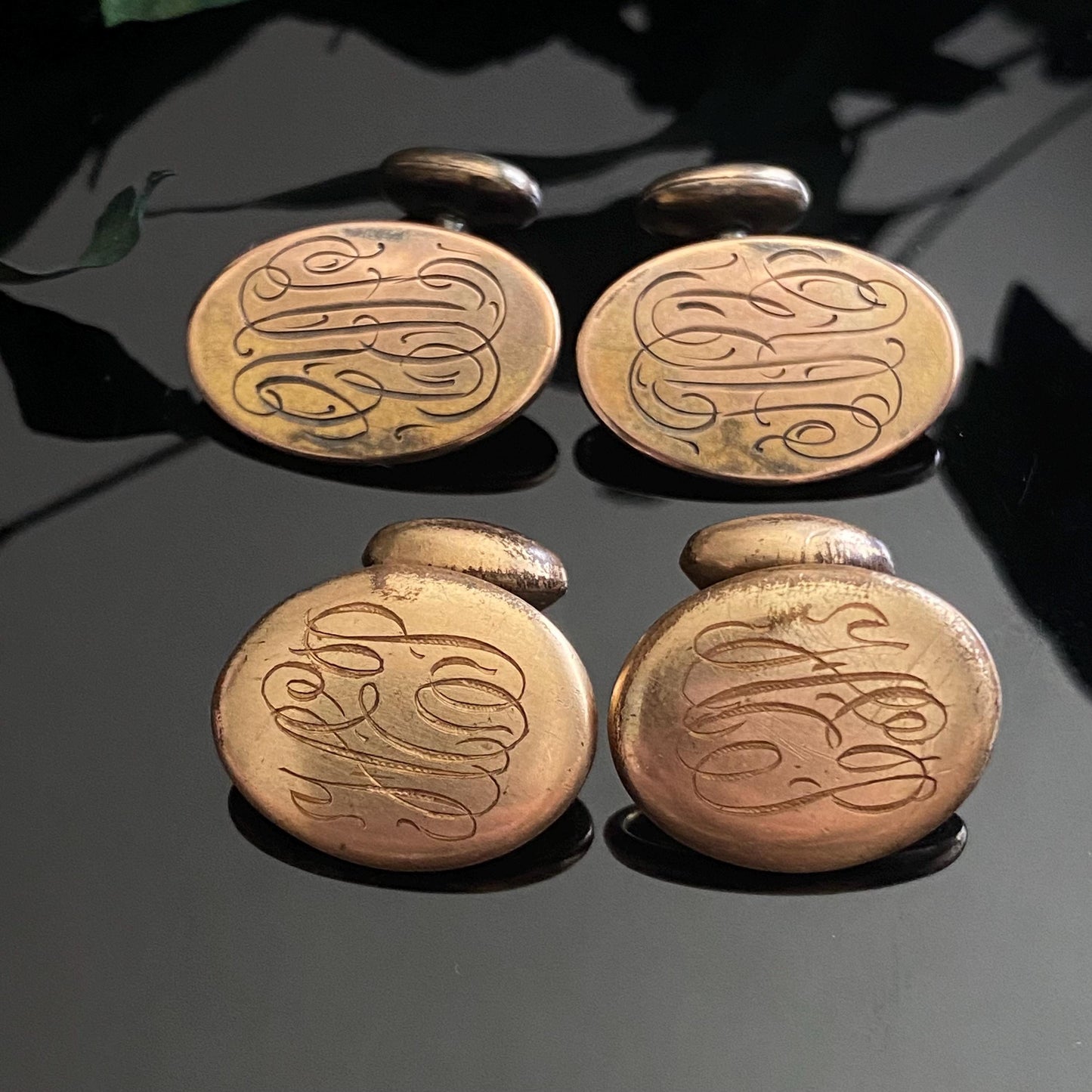 Antique Gold Filled Monogram Cufflinks Lot of Two
