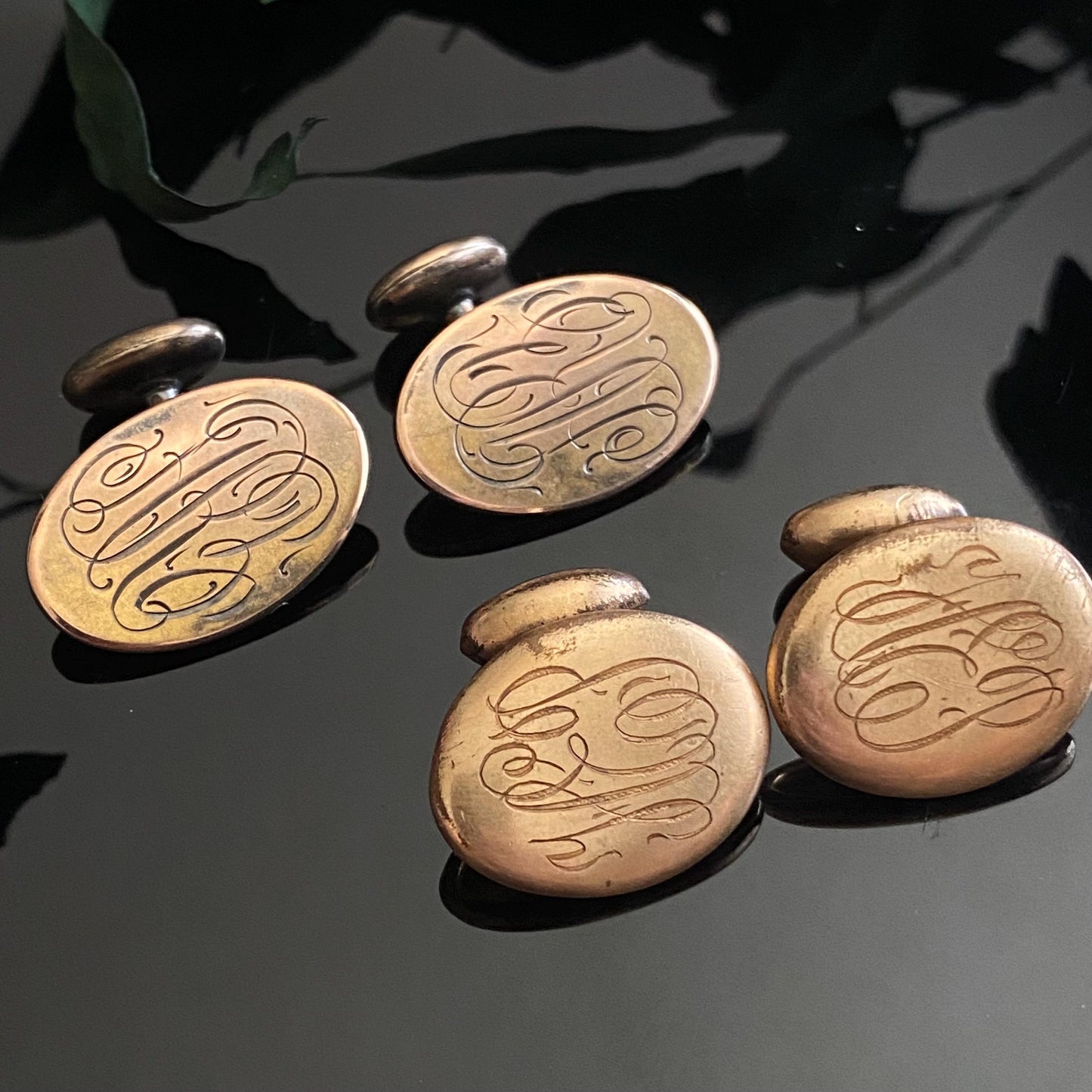 Antique Gold Filled Monogram Cufflinks Lot of Two