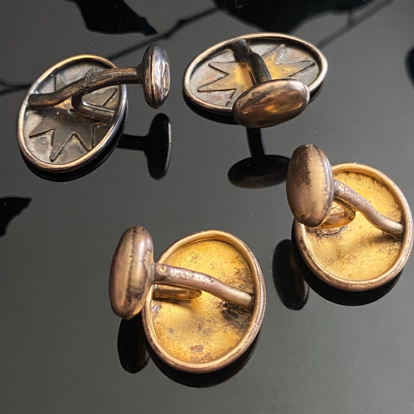 Antique Gold Filled Monogram Cufflinks Lot of Two