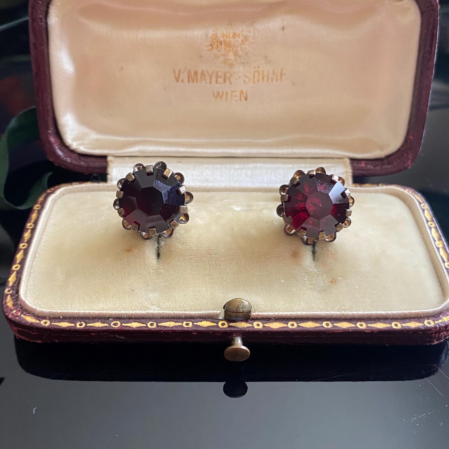 Vintage Red Foiled Screw Back Earrings