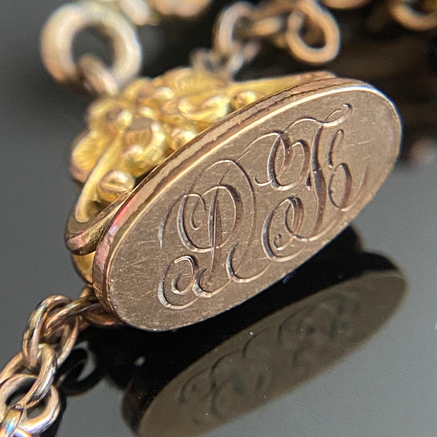 Antique Gold Filled Bates & Bacon Monogram Wax Seal Fob Vest Clip Watch Chain