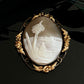 Antique Victorian Large Scenery Conch Shell Cameo Floral Brooch