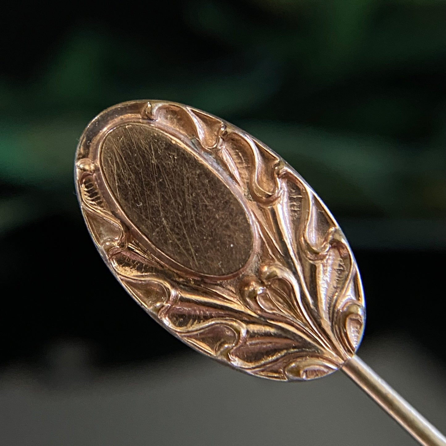 Antique Victorian Gold Filled Oval Black Monogram Stickpin