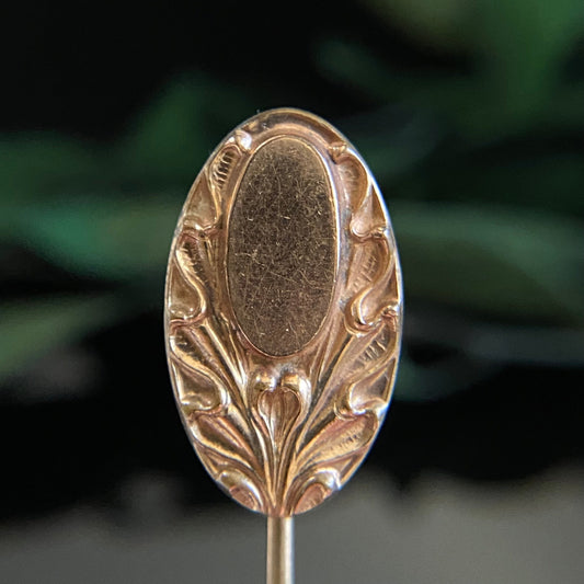 Antique Victorian Gold Filled Oval Black Monogram Stickpin