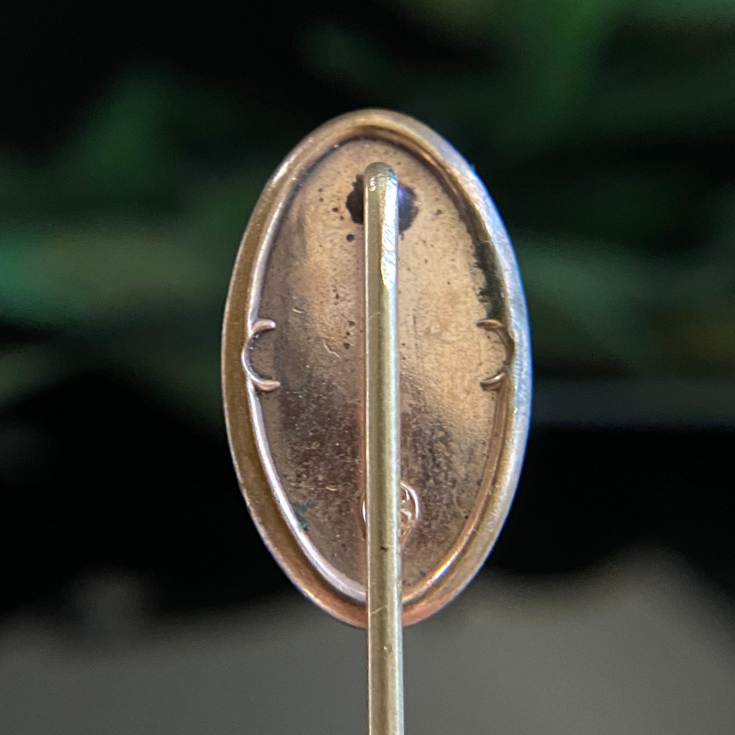 Antique Victorian Gold Filled Oval Black Monogram Stickpin